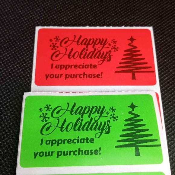 π100 Happy Holidays- Shipping Labels Thermal Packaging Stickers 2.25"x1.25"π - Picture 3 of 3
